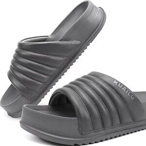 Kuailu Womens Recovery Comfortable Plantar Fasciitis Arch Support Sandals Grey